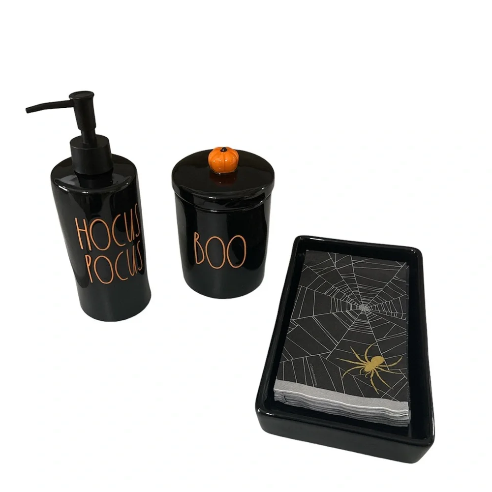 NEW Rae Dunn 3-Piece Halloween HOCUS POCUS & BOO Set